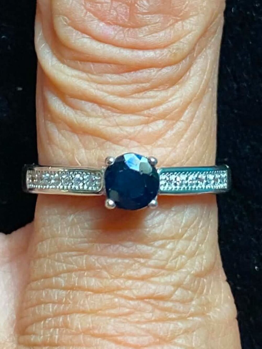 .925 Natural Blue Round Sapphire Engagement Promise Sept Birthstone Silver Ring